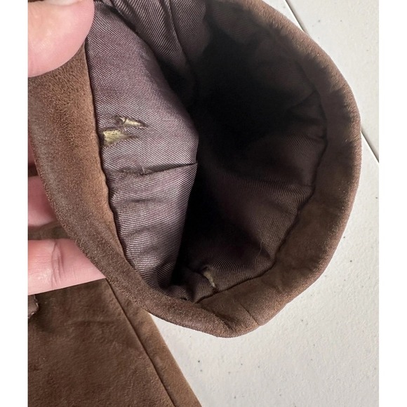 Vintage 70s Jacket Mens 38 Suede Leather Sherpa Lined Shawl Marlboro Coat - Picture 14 of 16